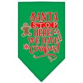 Mirage Pet Products SantaWe Have Cookies Screen Print BandanaEmerald Green Small 66-419 SMEG